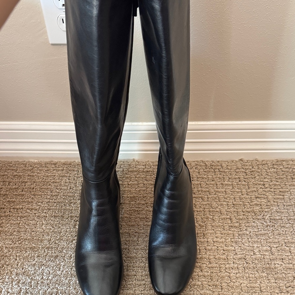 Tory Burch GIGi Leather/Suede Black Knee-High Women's Boots - Picture 2 of 4